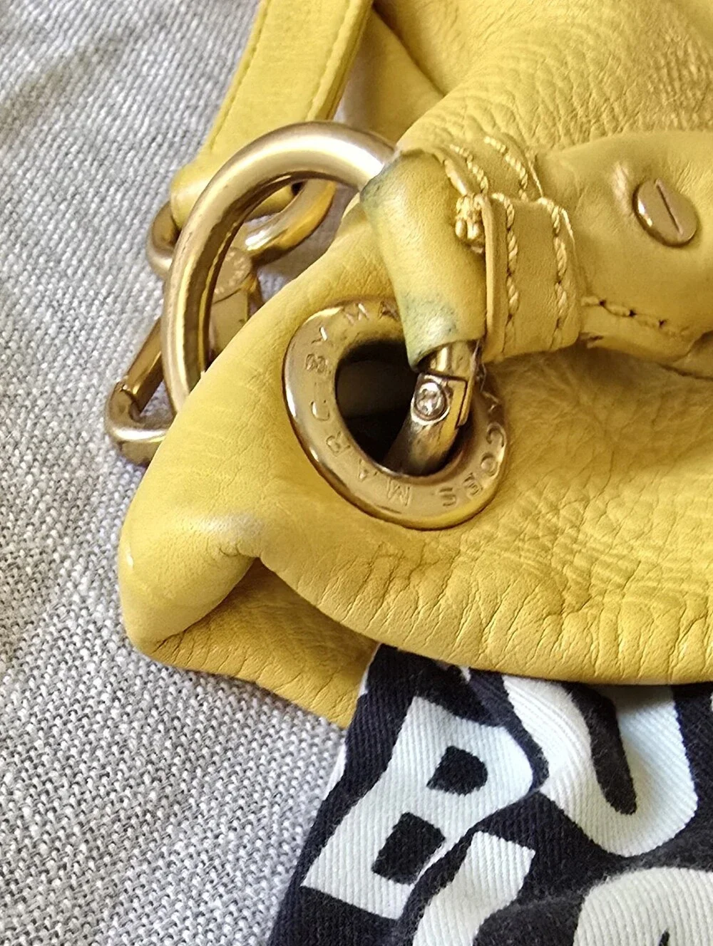MARC By Marc Jacobs Q Hillier Hobo Convertible Leather Handbag Yellow Gold